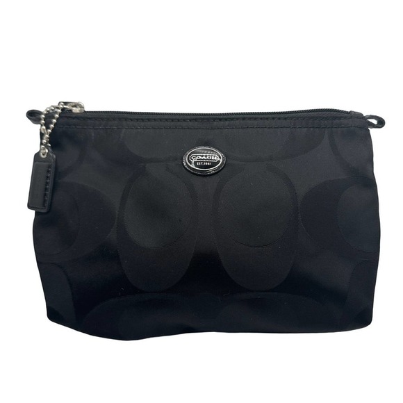 Coach Handbags - COACH Black Nylon Signature Cosmetic Case / Makeup Case